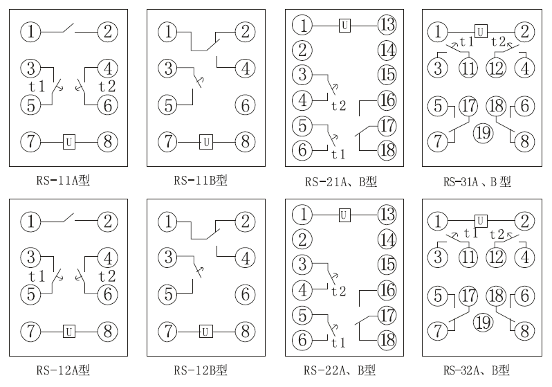 RS係(xì)列時間繼電器內部接線圖(tú)