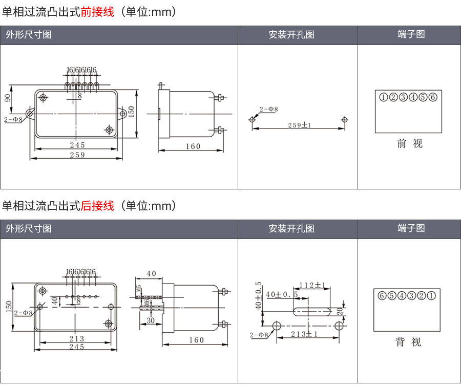 JSL-15凸出式固定安裝結構外形尺寸