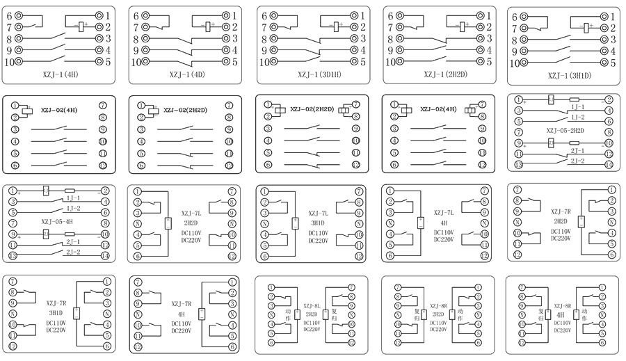 XZJ-1-4D/DC110V內部接線圖